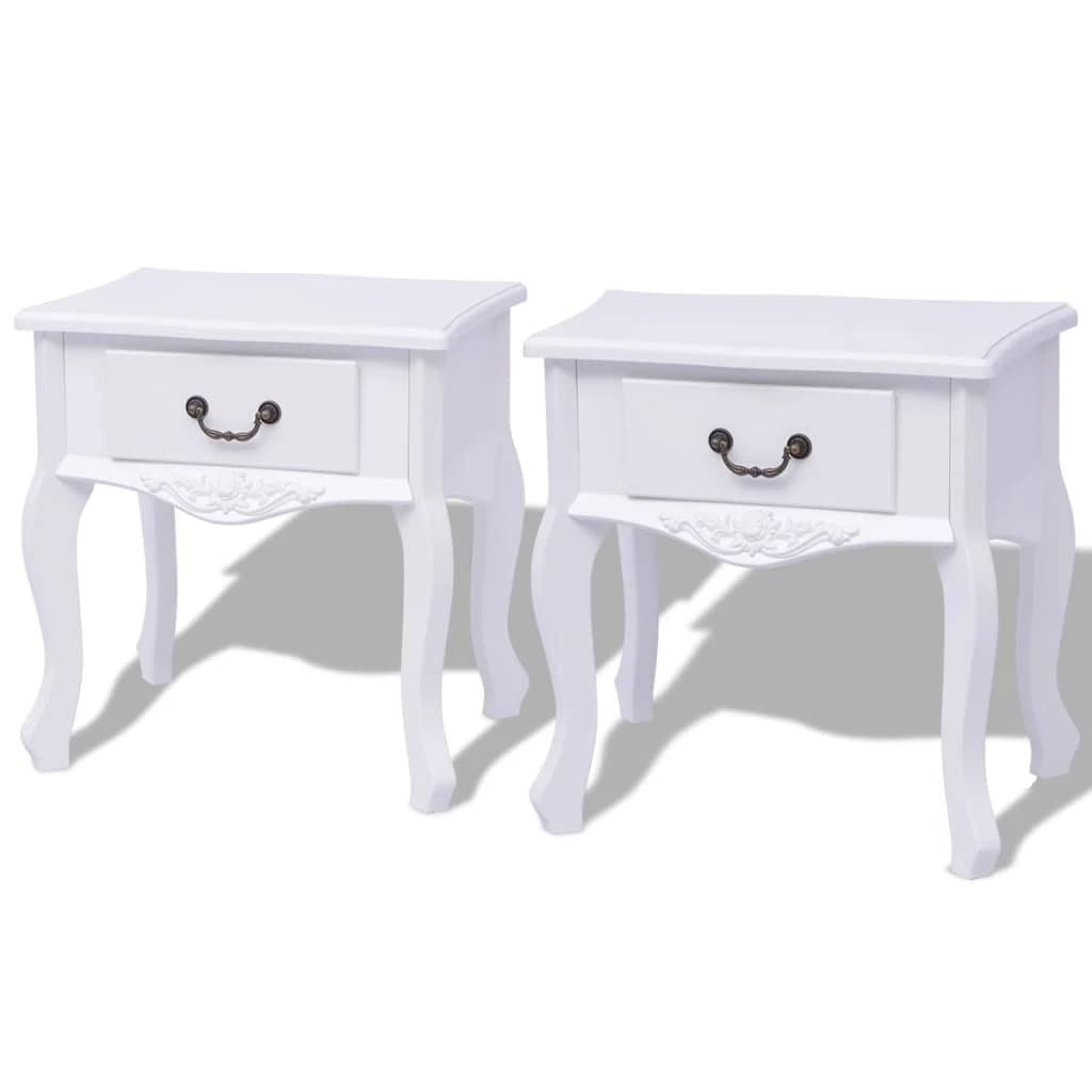Vidaxl 1/2X Side Cabinet Mdf White Drawer Storage Organizer Box Nightstand